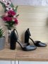 Нови черни елегантни дамски обувки на дебел ток