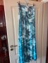 Ефирна дълга тюркоазена  елегантна ежедневна рокля тропик палми тропически принт , снимка 4