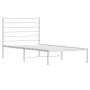 vidaXL Метална рамка за легло с горна табла, бяла, 80x200 см, снимка 3