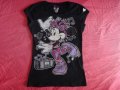 Тениска с принт Mickey Mouse с къс ръкав в черен цвят Minnie Mouse, снимка 1