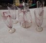 Винтидж Германия ,Комплект кана и 4 чаши за вино рисуваниано стъкло , снимка 3