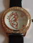 Красив дамски часовник BVLGARI с кристали Сваровски кожена каишка - 15283