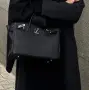 Черна кожена чанта тип Hermes Birkin, снимка 4