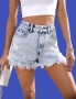 Нови дамски къси дънки с висока талия, снимка 1