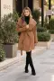 Gucci Луксозно Дамско Двулицево Палто С Качулка Колан С Надпис И Монограм В Черно И Кафяво Код E186, снимка 2