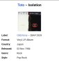 TOTO- ISOLATION Made in Japan Японско издание 1984г Състояние на винила:NEAR MINT Състояние на облож, снимка 5