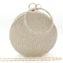 Дамска чанта клъч малка, кръгла, златиста, твърда, снимка 3