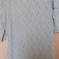 Комплект сива Дантела рокля-туника и блуза бежова с дълъг ръкав, плюшена, снимка 4 - Рокли - 33959690
