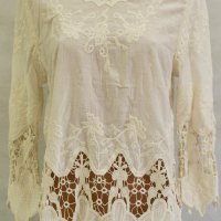Дамска памучна блуза в бежово Rosalita Mc Gee - M, снимка 1 - Блузи с дълъг ръкав и пуловери - 42647503