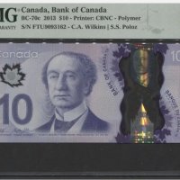 CANADA 🇨🇦  10 DOLLARS 2013 год. PMG 66, снимка 2 - Нумизматика и бонистика - 39795739