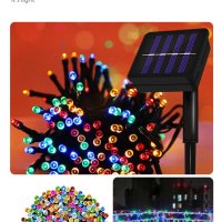 Комплект 50 светлини със соларен панел,7 метра,различни цветове,водоустойчиви, снимка 1 - Лед осветление - 41228887