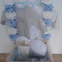 Подарък за погача – Baby Shower Basket, Уникален подарък за новородено бебе, Подарък за изписване, снимка 3 - Комплекти за бебе - 40674869