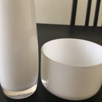 Стъклени ваза и купа - млечно бели, снимка 7 - Вази - 39804832
