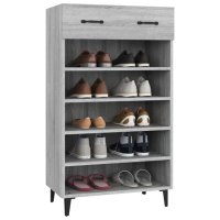 Шкаф за обувки, сив сонома, 60x35x105 см, инженерно дърво, снимка 4 - Шкафове - 41364194