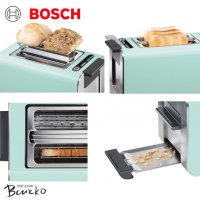 Компактен тостер Bosch Styline TAT8612, 860 W, резедав, 36 x 25 x 23, снимка 2 - Тостери - 39443913
