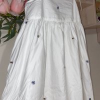 Нова дълга елегантна бяла рокля теменужки 100% памук , снимка 10 - Рокли - 41932782