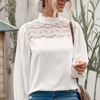 Дамска елегантна блуза с дълъг ръкав в бяло, снимка 4 - Блузи с дълъг ръкав и пуловери - 40526299