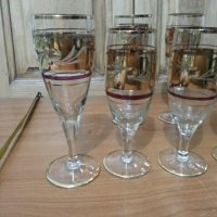 Стъклени чаши с позлата гравирани , снимка 5 - Антикварни и старинни предмети - 35778759