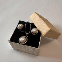 Комплект  сребро и перли, снимка 3 - Бижутерийни комплекти - 44156566