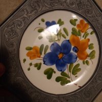 Декоративна керамична чиния с калаен обков , снимка 2 - Декорация за дома - 35827024