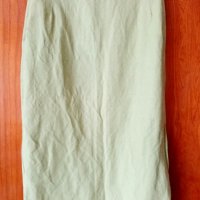 Права ленена пола с подплата в бледозелен цвят , снимка 1 - Поли - 41841634