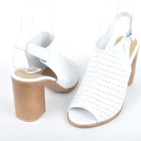 Дамски елегантни сандали на ток от естествена кожа - Два цвята, снимка 4 - Сандали - 40574479