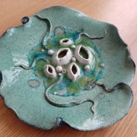 керамична чиния, ръчна изработка, закупена от изложение в Португалия, снимка 2 - Декорация за дома - 40287480