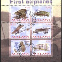 Клеймовани марки в малък лист Авиация Самолети 2009 от Малави, снимка 1 - Филателия - 34856809