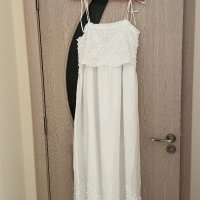 Нова бяла лятна парти коктейлна  елегантна дълга рокля декорация 3D 3Д  Reserved памук полиестер , снимка 4 - Рокли - 41550359