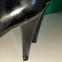 Черни обувки 39 номер с прозрачен ток Прозрачни токове , снимка 8 - Дамски обувки на ток - 41409174