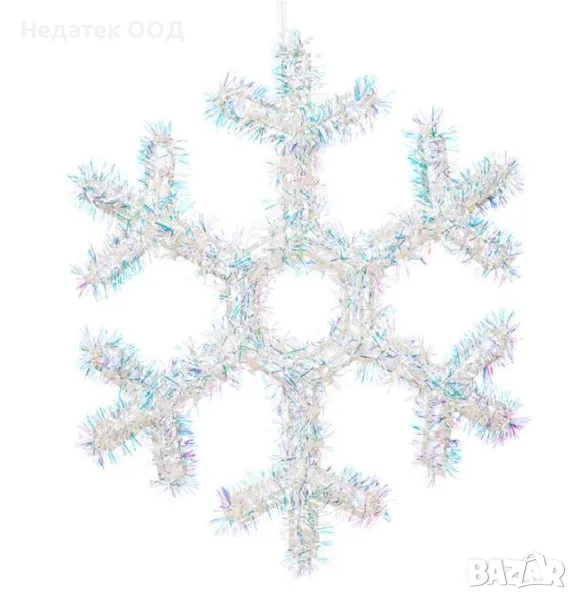 Коледна, Декоративна, Украса, 3D, Снежинка, Сребърен, 34x34см, снимка 1