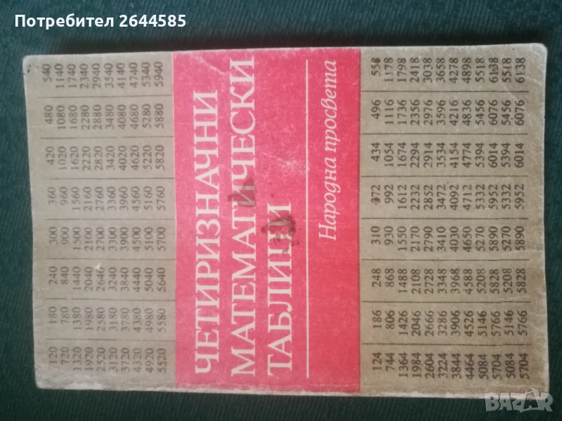 Учебник Четиризначни Математически Таблици, снимка 1