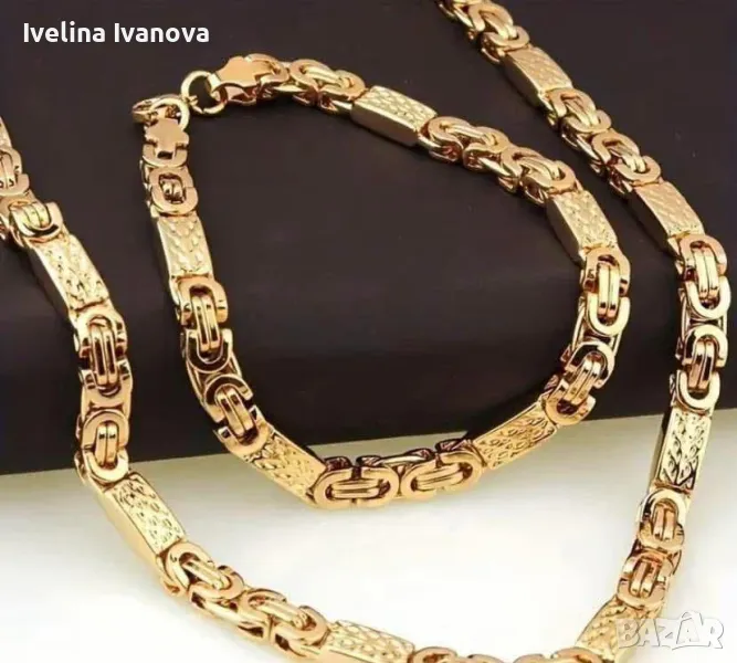 Страхотен мъжки комплект- ланец и гривна, снимка 1