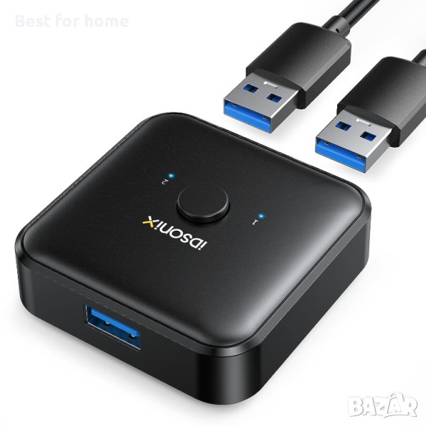 USB 3.0 селектор на превключвател USB превключвател, двупосочен с 2 броя A към A 3,3 фута кабели, снимка 1