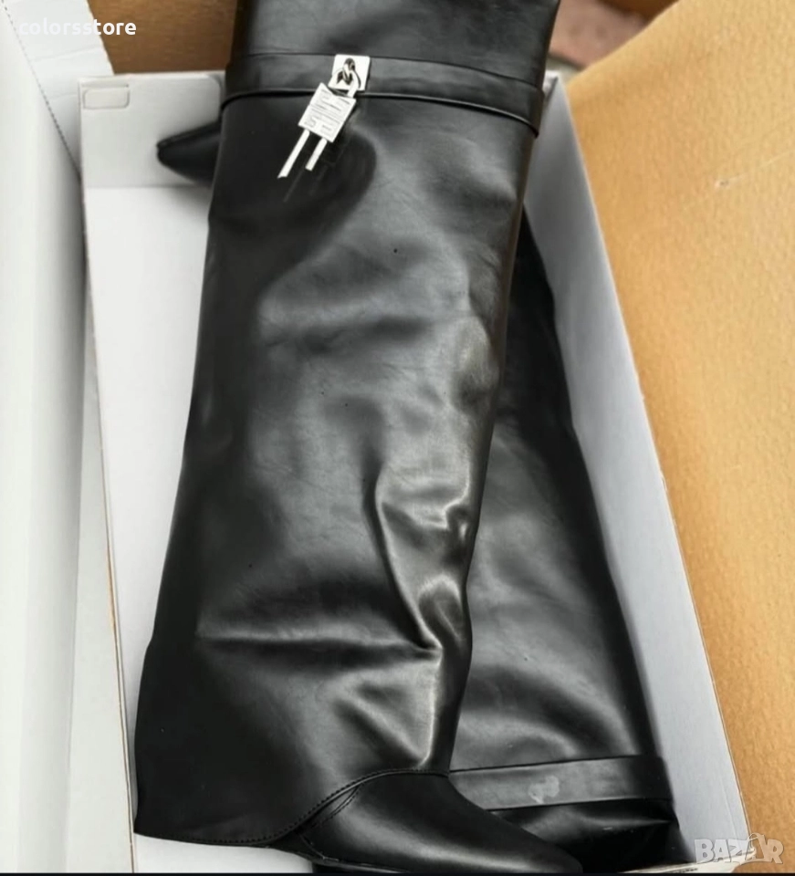 Ботуши на платформа - черна кожа - K-80 , снимка 1