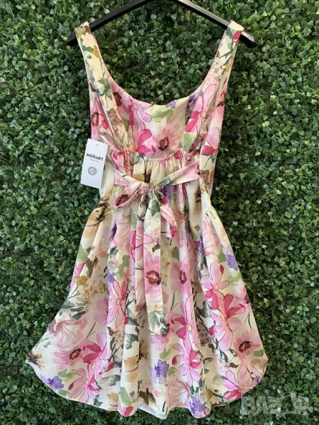 Къси ленени роклички с флорални мотиви , снимка 1