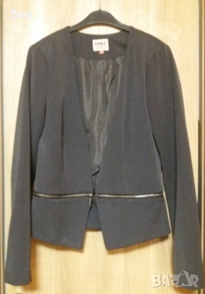 УНИКАЛНО спортно-елегантно сако в цвят графит с цип, снимка 1