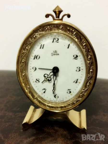 Стар швейцарски будилник, настолен часовник, снимка 1