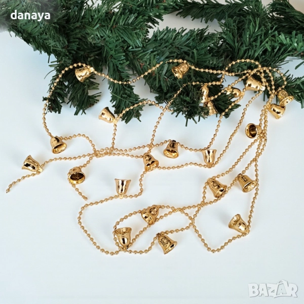 6166 Коледен гирлянд с камбанки декоративна верижка за елха и декорация, 270 см, снимка 1