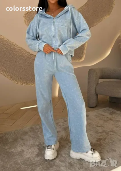 Дамски комплект с горнище с цип Blue, снимка 1