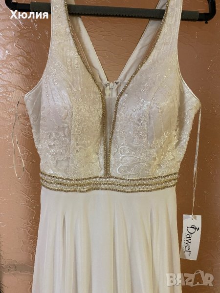 Нова бяла рокля с камъни , снимка 1