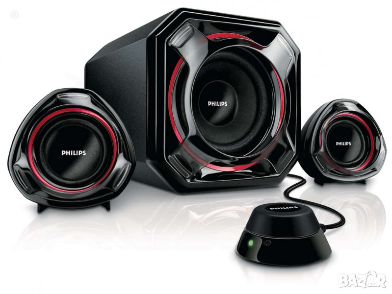 Феноменални PHILIPS 2.1 колонки с МОЩЕН BASS Subwoofer, снимка 1