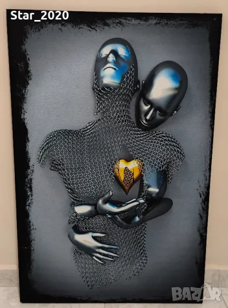 Светеща картина с LED осветление - желязна двойка , снимка 1