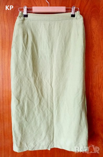 Права ленена пола с подплата в бледозелен цвят , снимка 1