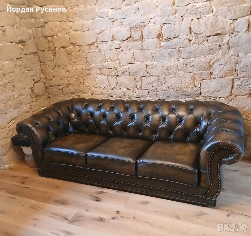 chesterfield честърфийлд троен диван като нов , снимка 1