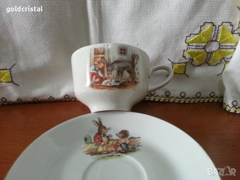 Стар български порцелан детски комплект за хранене , снимка 1