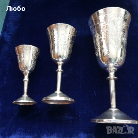пълен сервиз посребрени чаши, снимка 4 - Чаши - 51202361