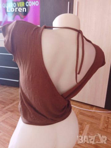 Блузка в кафяв цвят, снимка 5 - Тениски - 41360845