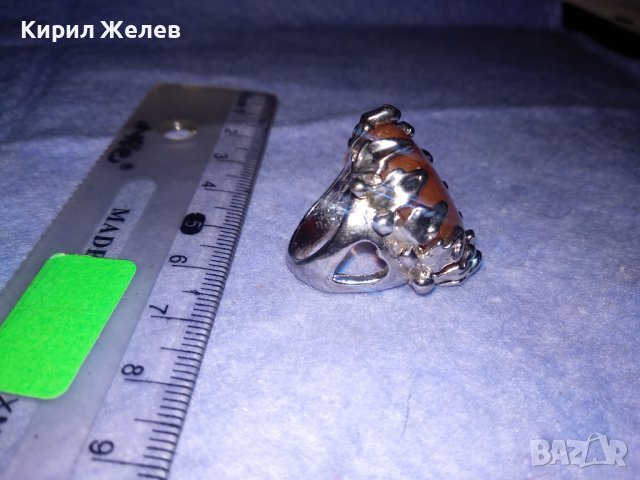 СКЪПОЦЕНЕН МЕДЕН ВИНТИДЖ - АРТ ПРЪСТЕН с БЯЛА ПОЗЛАТА 36991, снимка 5 - Пръстени - 39723571