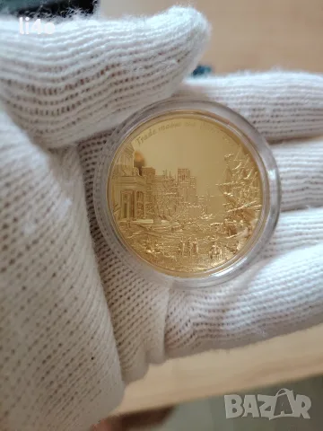 Сребърна монета с масивна позлата 24 каратово златно покритие 2oz Proof 62.2 гр